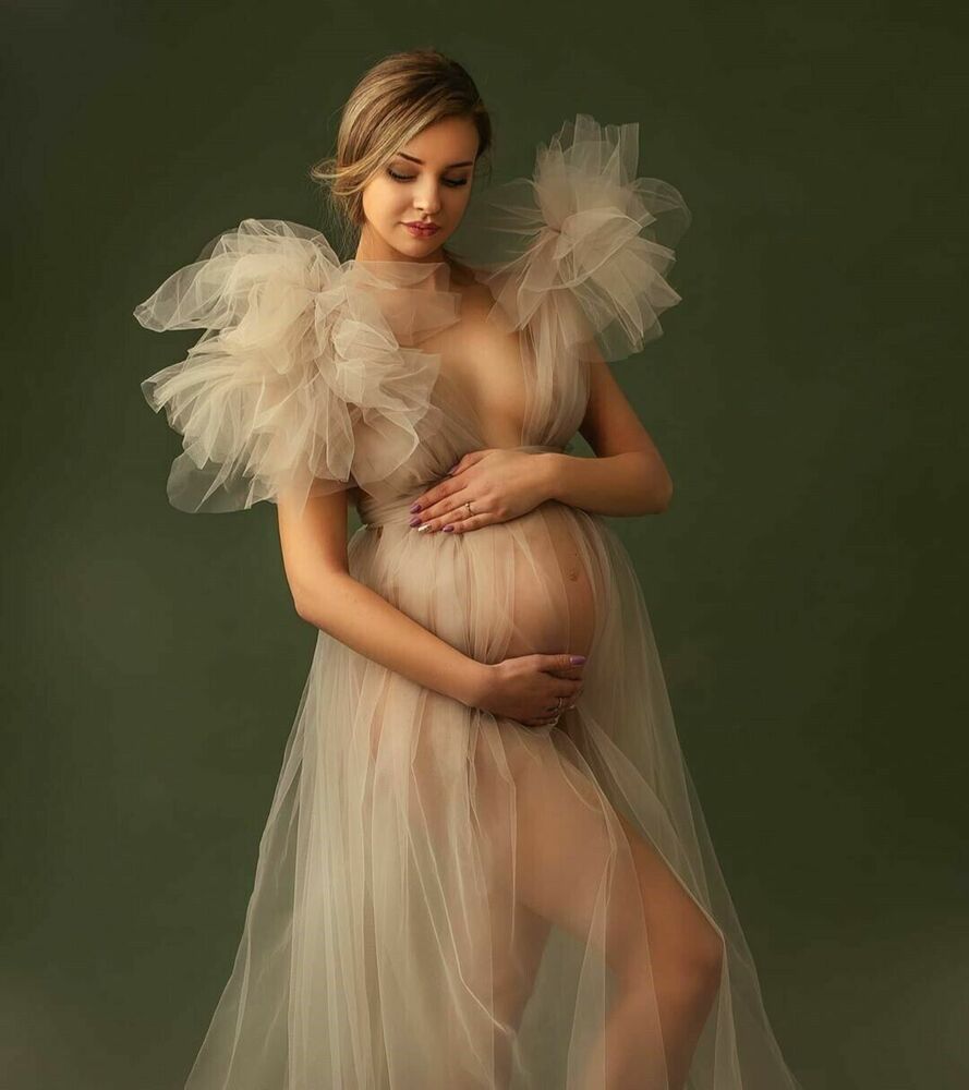 tiffany blue jr bridesmaid dresses Mqtime Charming Bloom Maternity Dresses for Photo Shoot Sheer Floral T   mqtime