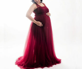 Elegant Mesh Maternity Photoshoot Dress W1017