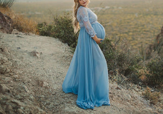 Lace embroidery Maternity Photoshoot Dress W1016