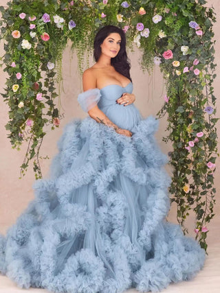 Luxury Tulle Maternity Photoshoot Gown W1022