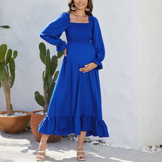 Elegant Ruffle Trim Maternity Dress W2029