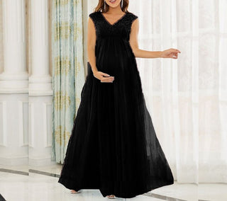 Lace V-neck Maternity Dress W2001