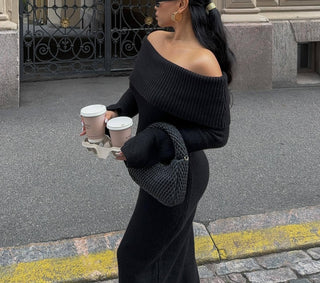 Off-Shoulder Knit Maternity Dress W2064