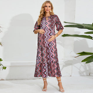 Geometric Print Maternity Dress W2041