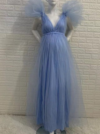 Tulle Petal Sleeve Maternity Dress W2003