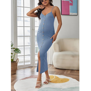 Blue Maternity Suspender Dress W2019