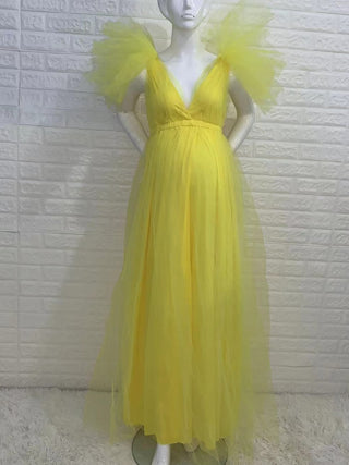 Tulle Petal Sleeve Maternity Dress W2003