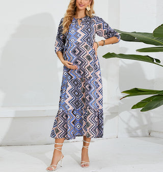 Geometric Print Maternity Dress W2041