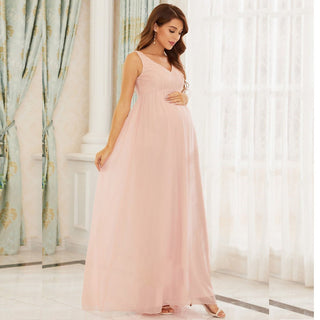 Lace V-neck Maternity Dress W2001