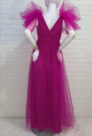 Tulle Petal Sleeve Maternity Dress W2003