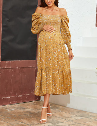 Charming Floral Flare Sleeve Maternity Dress W2024