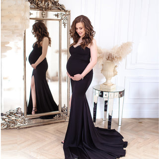 Elegant Side Slit Maternity Gown W2011