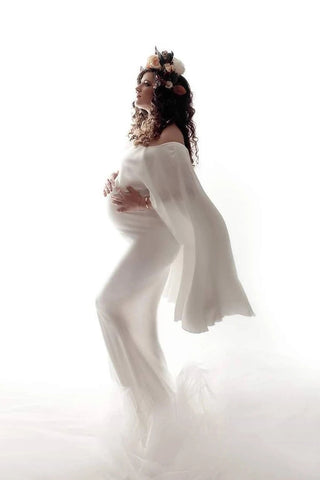 Elegant Maternity Photoshoot Cape Dress Suit W1007