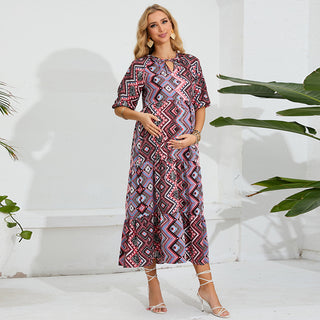 Geometric Print Maternity Dress W2041