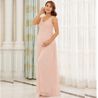 Lace V-neck Maternity Dress W2001