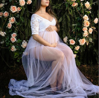 Lace Sheer Maternity Photoshoot Dress W1010