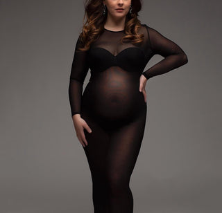 Sheer Mesh Maternity Photoshoot Dress W1003