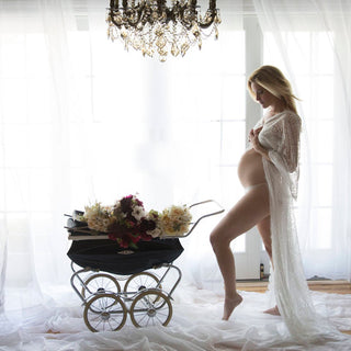 Lace  Sheer Maternity Photoshoot Gown W1013