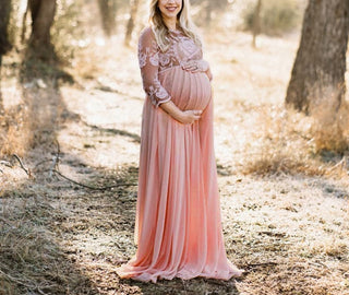 Lace embroidery Maternity Photoshoot Dress W1016