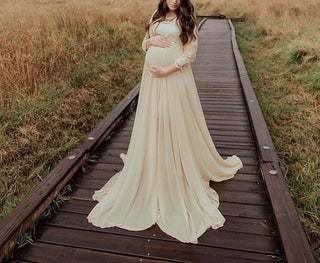 Lace embroidery Maternity Photoshoot Dress W1016