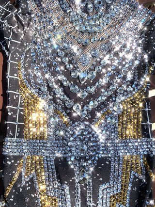 Luxury Rhinestone Bodysuit w3054