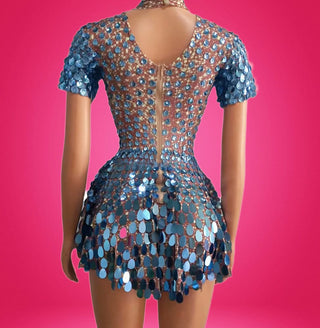 Blue Sequin Dress w3066