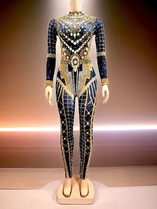 Luxury Rhinestone Bodysuit w3054