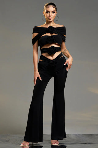 Eclipse Blossom Black Pantsuits W3010