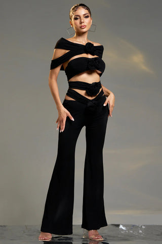 Eclipse Blossom Black Pantsuits W3010