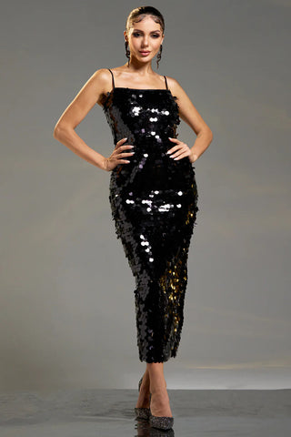 Obsidian Mirage Strappy Sequin Dress W3018