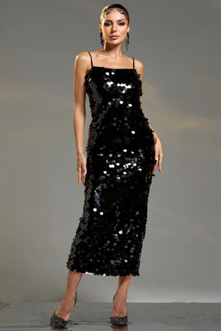 Obsidian Mirage Strappy Sequin Dress W3018