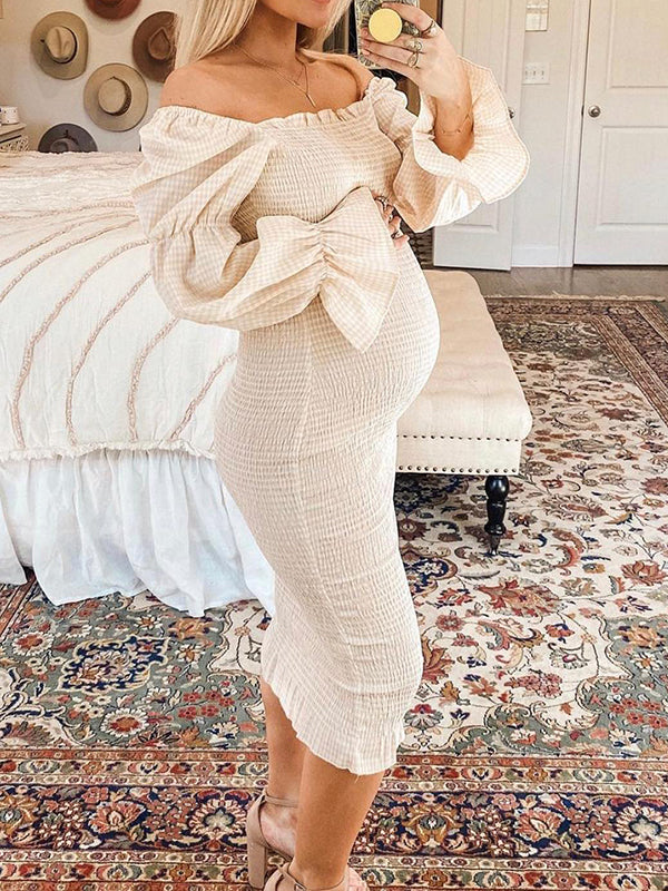Off Shoulder Ruffle Maternity Dress W0001 Meenuy Off Shoulder Ruffle Maternity Dress W0001 Meenuy