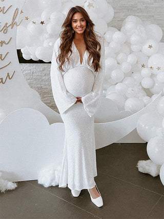 Mermaid V-neck Maternity Dress W0016